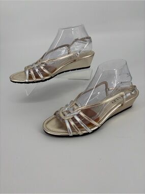 Amalfi Metallic Gold Strappy Wedge Sandals
